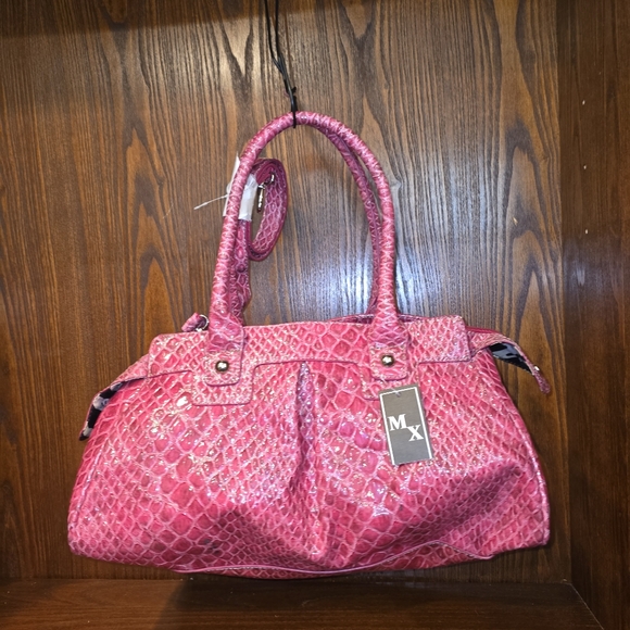 MX Vibrant Pink Textured Shoulder Bag with Dual Handles - Picture 1 of 11